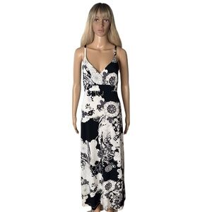 Vintage Scarlet Spaghetti Strap Dress Maxi Black-And-White Women’s Size 14 Boho
